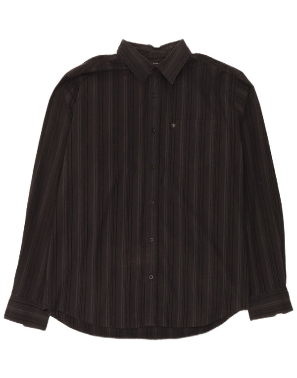 Wrangler Mens Shirt Large Black Striped Cotton