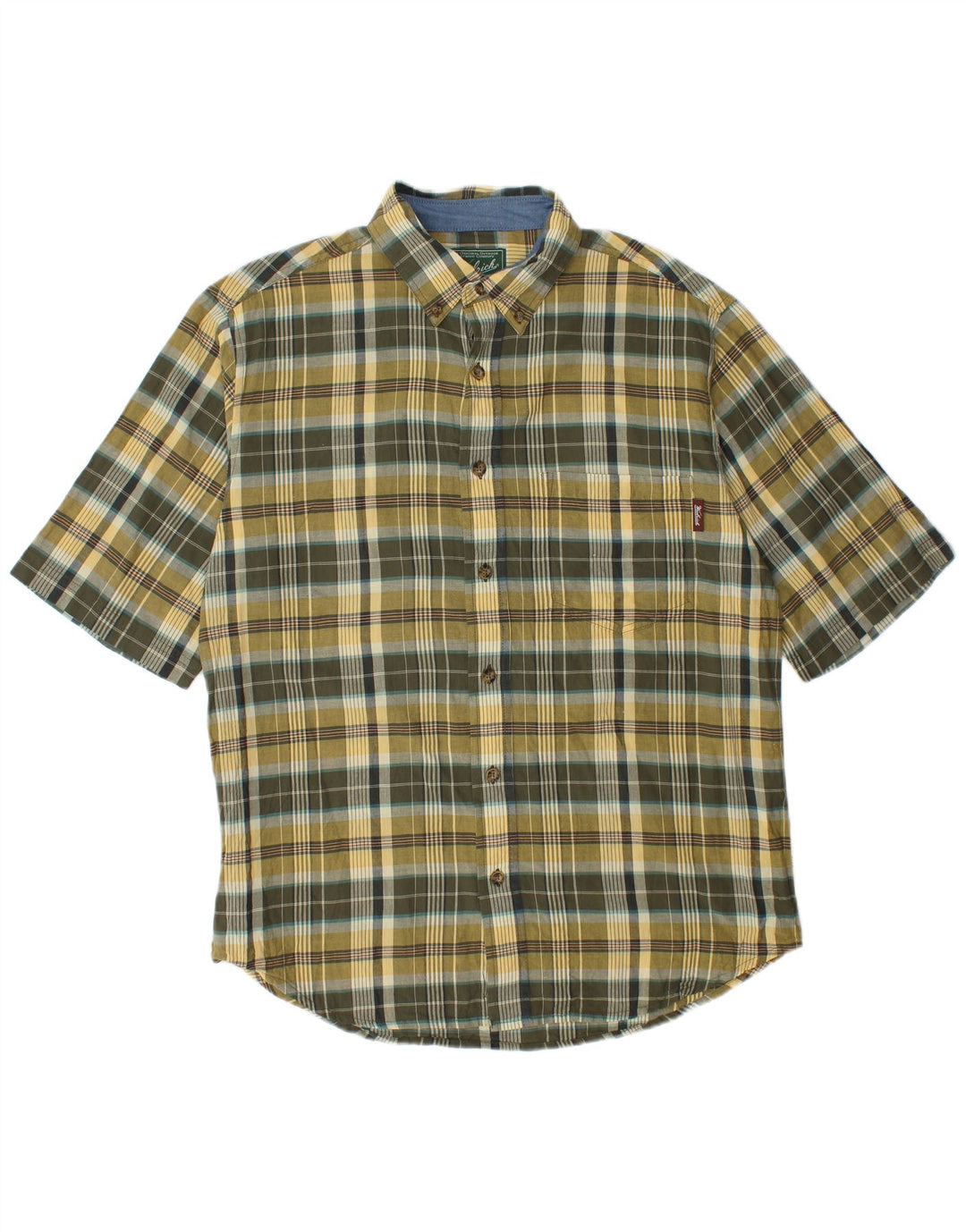 Мужская рубашка Woolrich с коротким рукавом, хлопковая клетка среднего цвета хаки