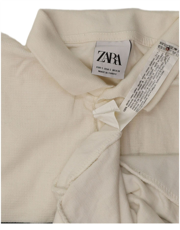 Мужская рубашка-поло Zara, маленькая белая, хлопковая с цветными блоками