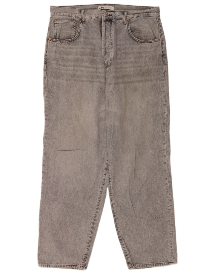 Мужские прямые джинсы Zara EU 44, большие W34 L30, серые, хлопок