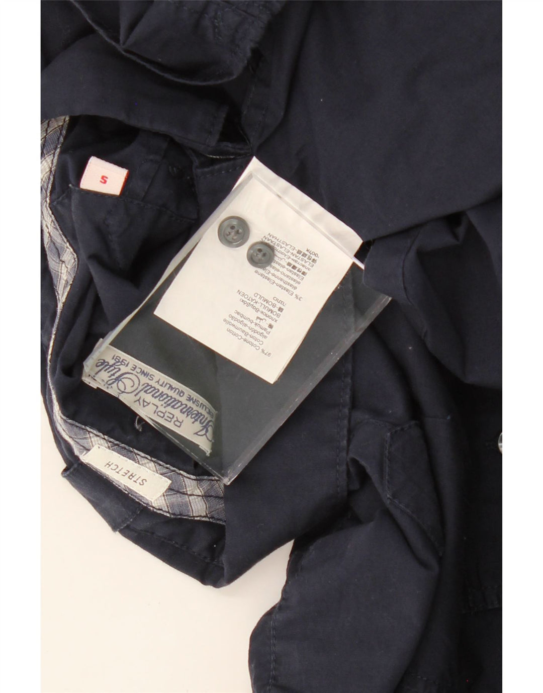REPLAY Mens Short Sleeve Shirt Small Navy Blue Cotton Vintage Replay and Second-Hand Replay from Messina Hembry 