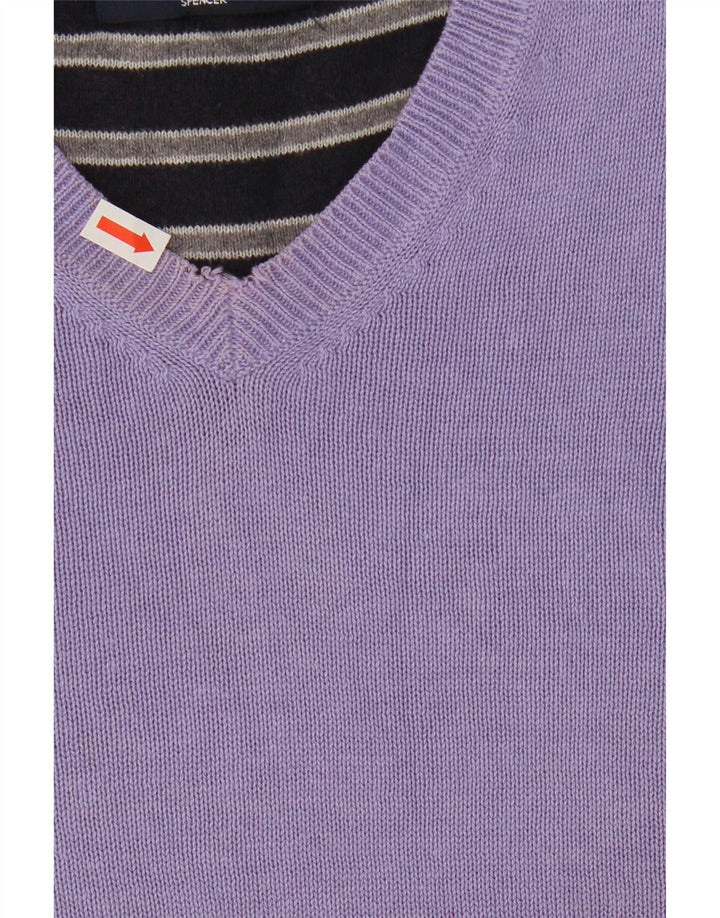 Мужской джемпер с v-образным вырезом Marks & Spencer Blue Harbour, средний фиолетовый