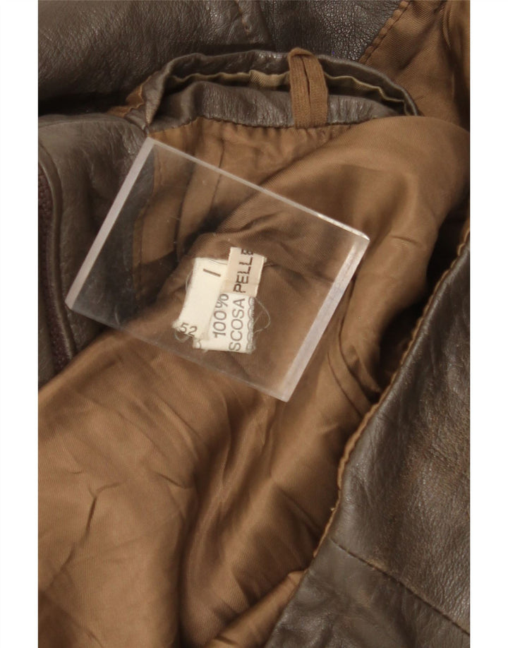 VINTAGE Мужская кожаная куртка IT 52 XL Коричневая кожа