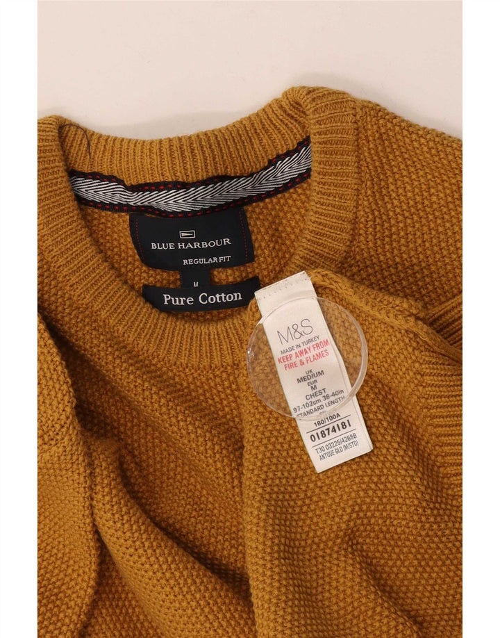 Мужской синий джемпер с круглым вырезом Marks & Spencer, средний желтый