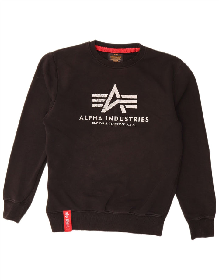 Мужской свитшот с рисунком Alpha Industries, маленький черный