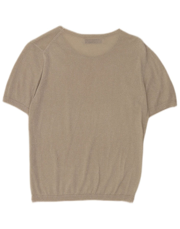 Женский джемпер с короткими рукавами и вырезом лодочкой Zara UK 12, средний серый цвет