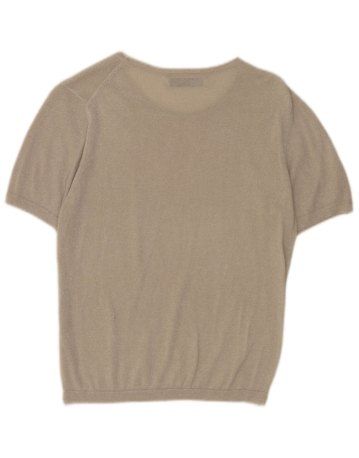 Женский джемпер с короткими рукавами и вырезом лодочкой Zara UK 12, средний серый цвет