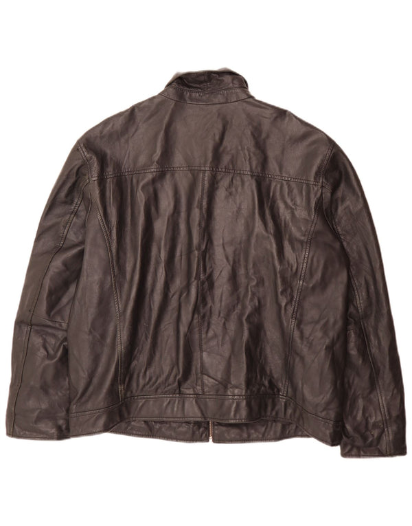 In Extenso Mens Leather Jacket UK 44 2XL Black
