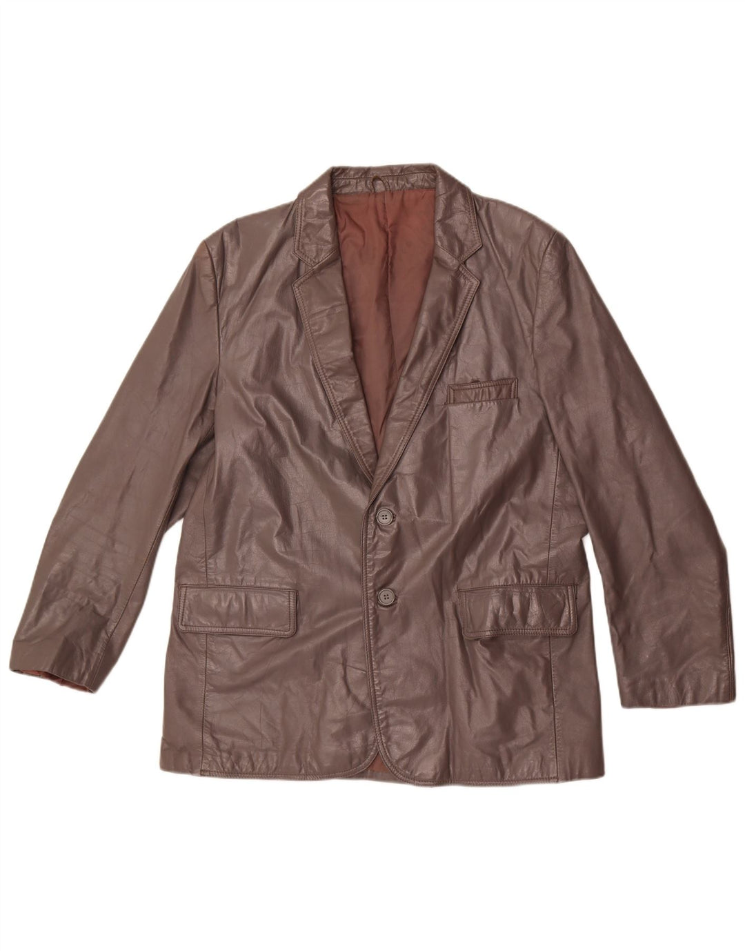 Винтажный мужской кожаный пиджак с 2 пуговицами, Великобритания, 44, 2XL, коричневый кожаный пиджак