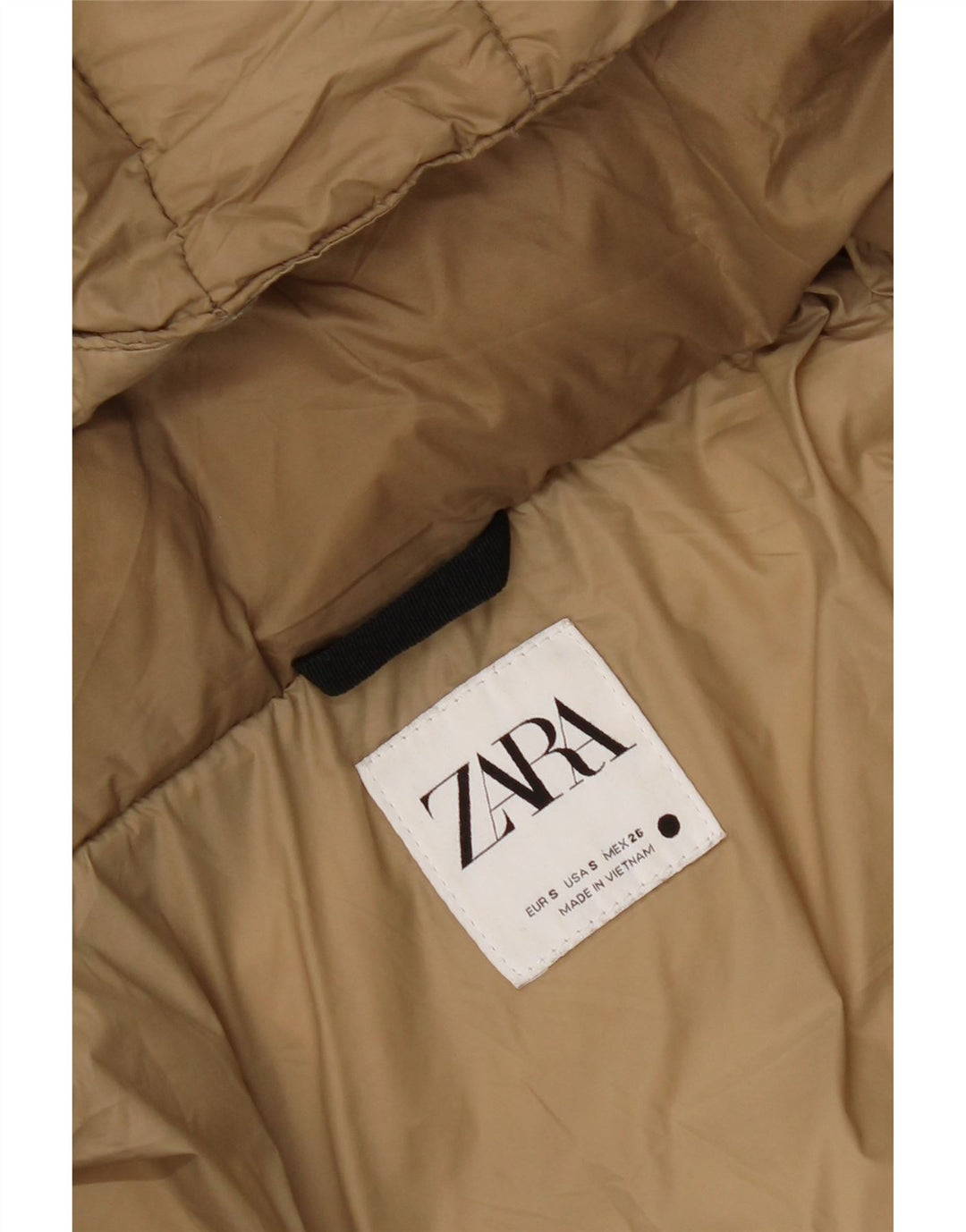 Мужская стеганая куртка с капюшоном Zara UK 36, маленькая, бежевая