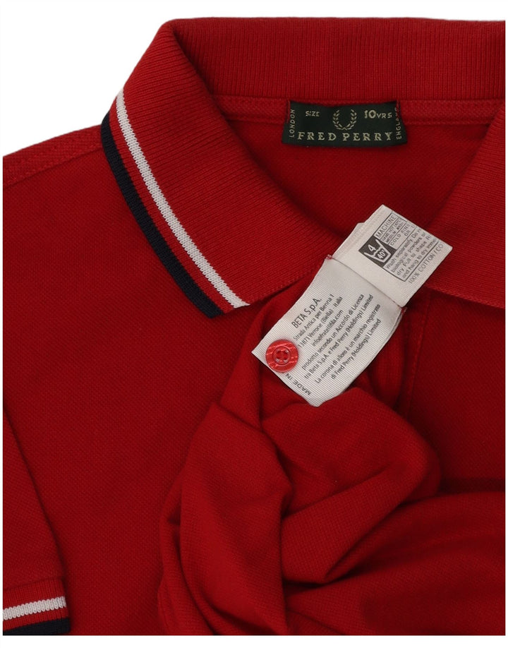 Рубашка-поло Fred Perry для мальчиков 9-10 лет, красная, хлопковая