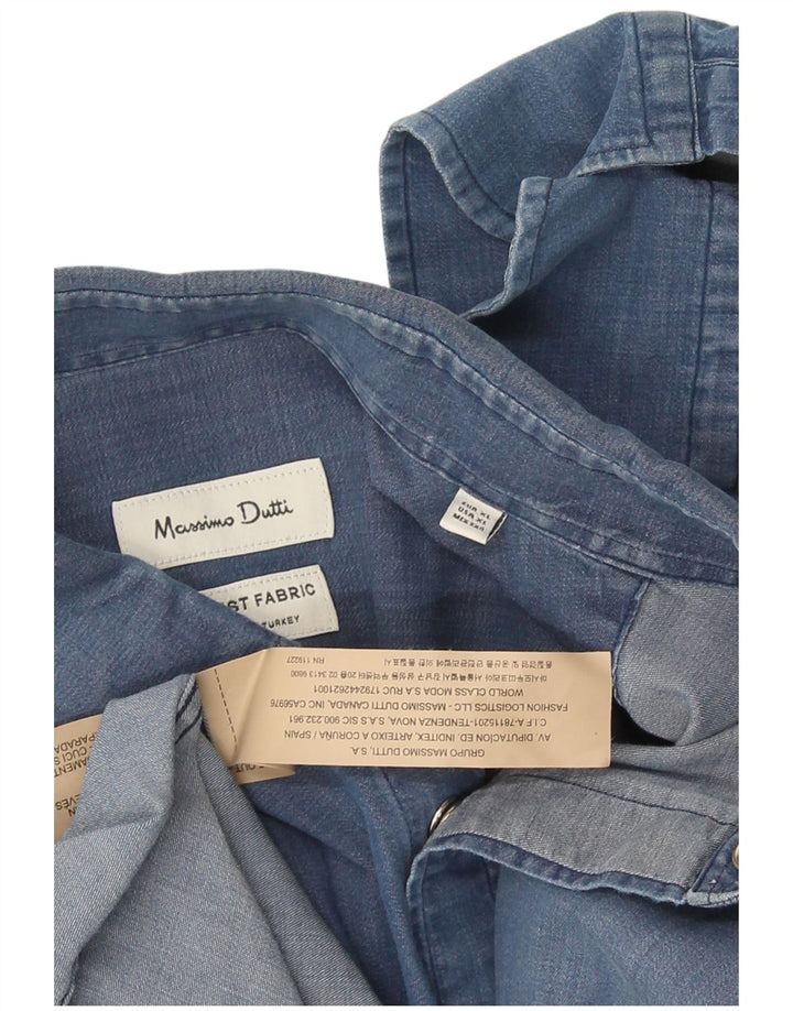 Мужская джинсовая рубашка обычного кроя Massimo Dutti XL, синяя, хлопок