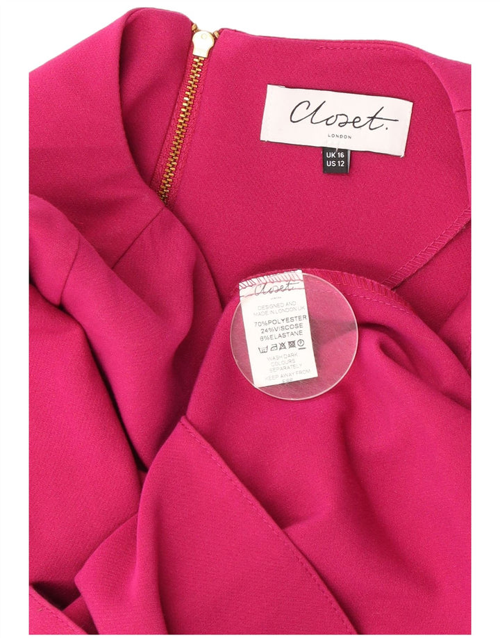 ШКАФ Женское асимметричное асимметричное платье UK 16, большой розовый полиэстер