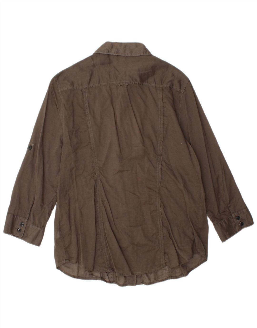 Женская рубашка с рюшами спереди CALVIN KLEIN, Великобритания 14, большой коричневый хлопок