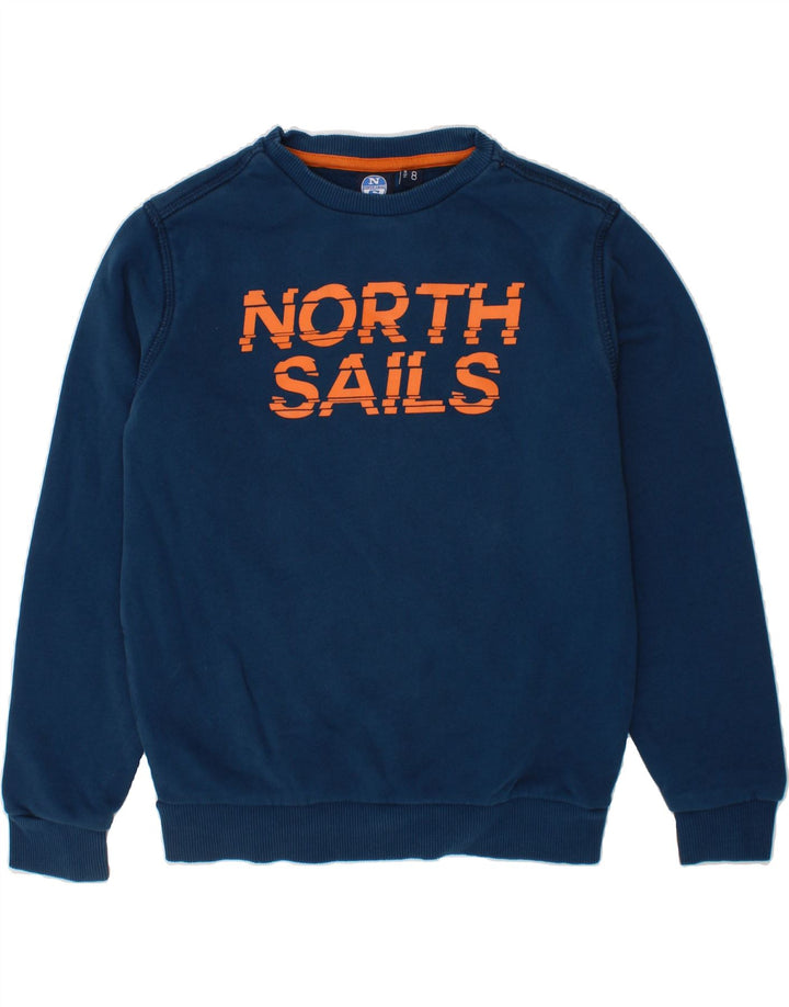 NORTH SAILS Boys Graphic Sweatshirt Jumper 7-8 Years Navy Blue Cotton Vintage North Sails and Second-Hand North Sails from Messina Hembry 