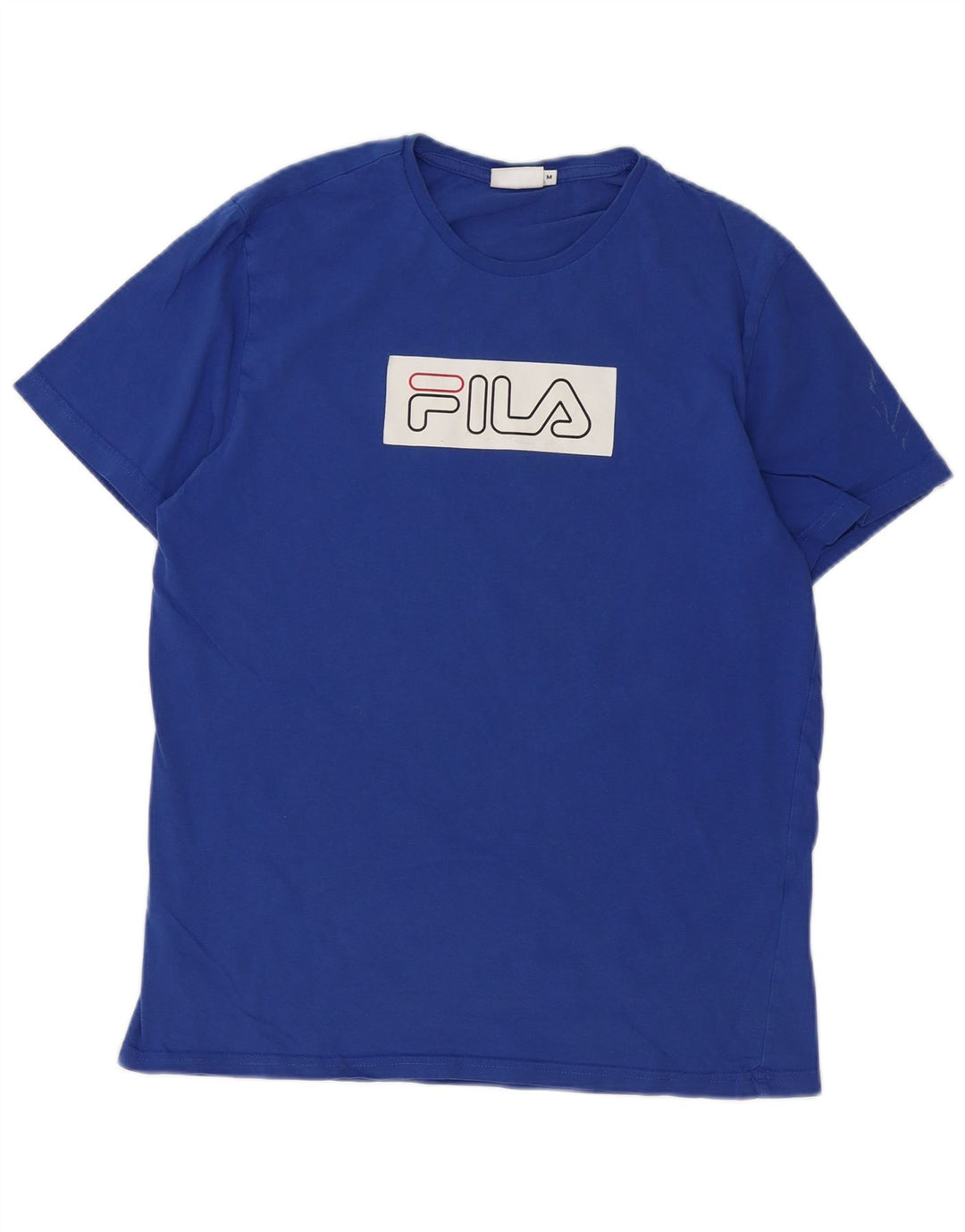 Мужская футболка с рисунком Fila, хлопковый топ среднего синего цвета