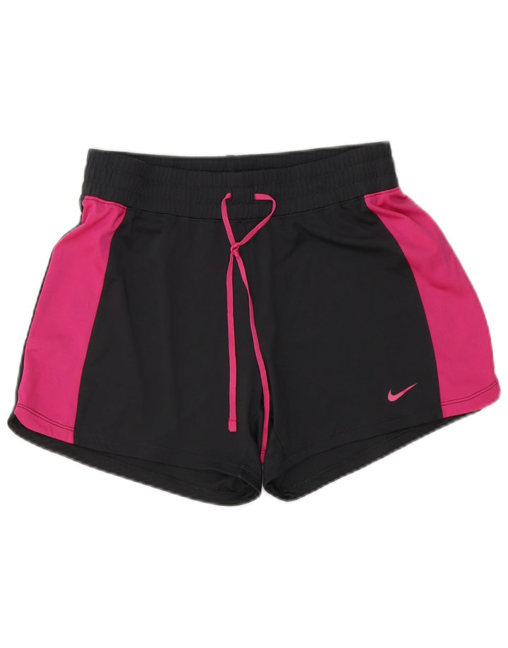 Женские спортивные шорты NIKE UK 10, маленькие черные, полиэстер с цветными блоками