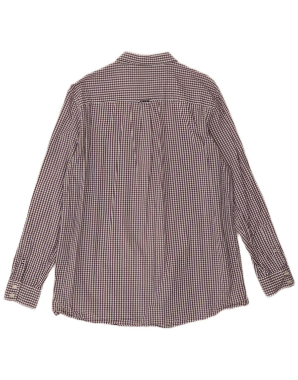 Crew Clothing Мужская классическая рубашка размера XL из хлопка в мелкую клетку фиолетового цвета