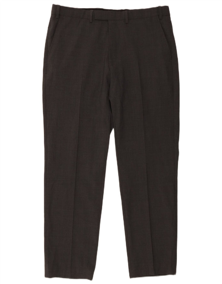 Мужские костюмные брюки классического кроя Marks & Spencer W36 L31 серые шерстяные