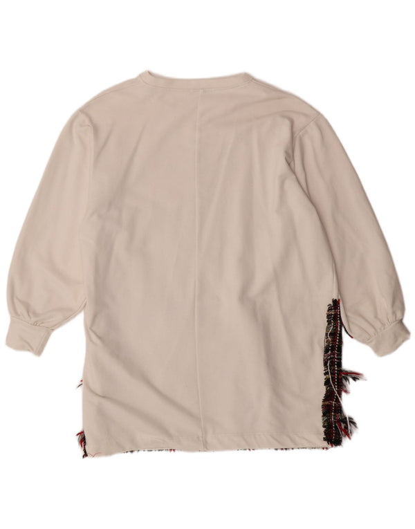 Женский джемпер оверсайз ZARA UK 14, средний белый с цветными блоками