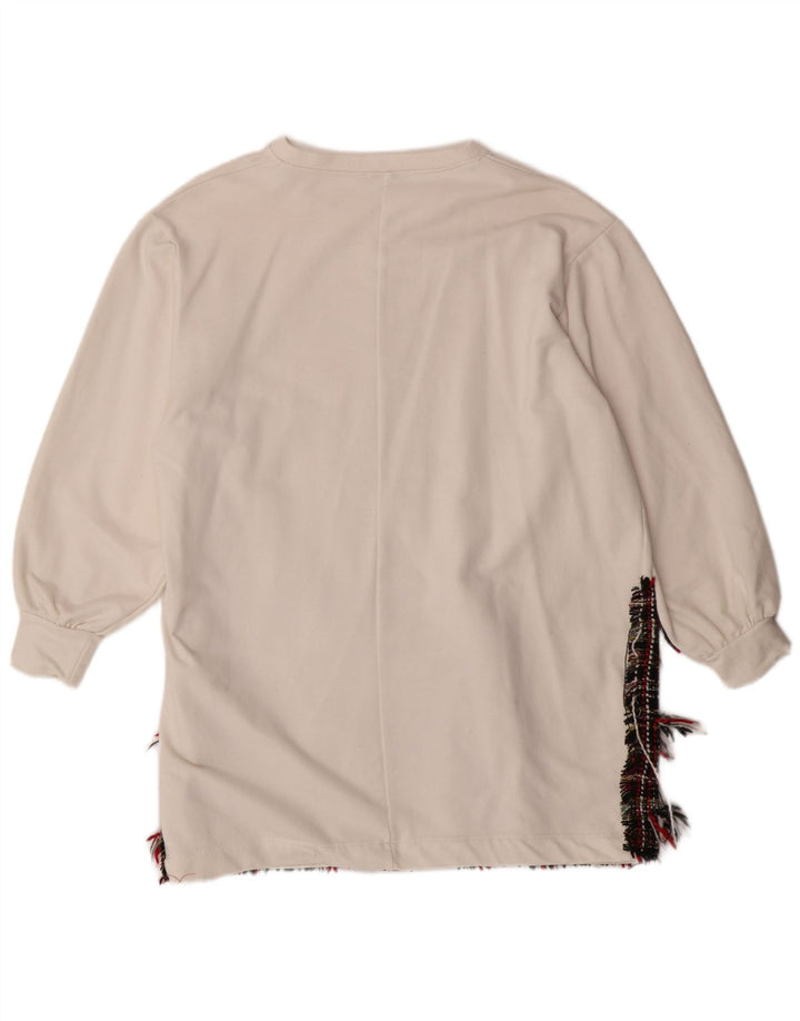 Женский джемпер оверсайз ZARA UK 14, средний белый с цветными блоками