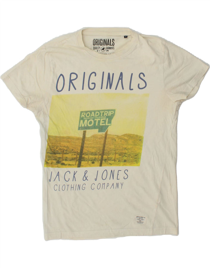 JACK & JONES Mens Graphic T-Shirt Top Small White Cotton Vintage Jack & Jones and Second-Hand Jack & Jones from Messina Hembry 