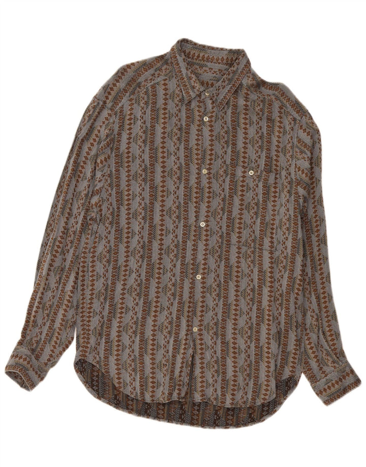 Мужская рубашка VINTAGE среднего серого цвета с геометрическим узором