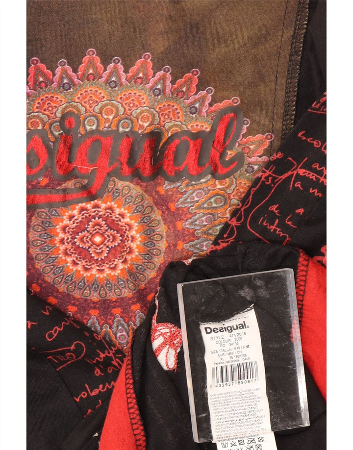 DESIGUAL Женское платье А-силуэта с длинными рукавами и графикой UK 18 XL, черное с узором пейсли