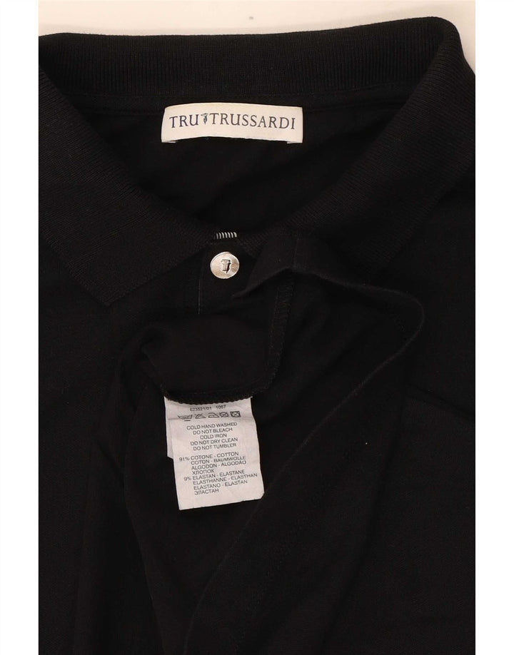 Мужская рубашка-поло Trussardi с длинным рукавом, маленькая черная, хлопковая