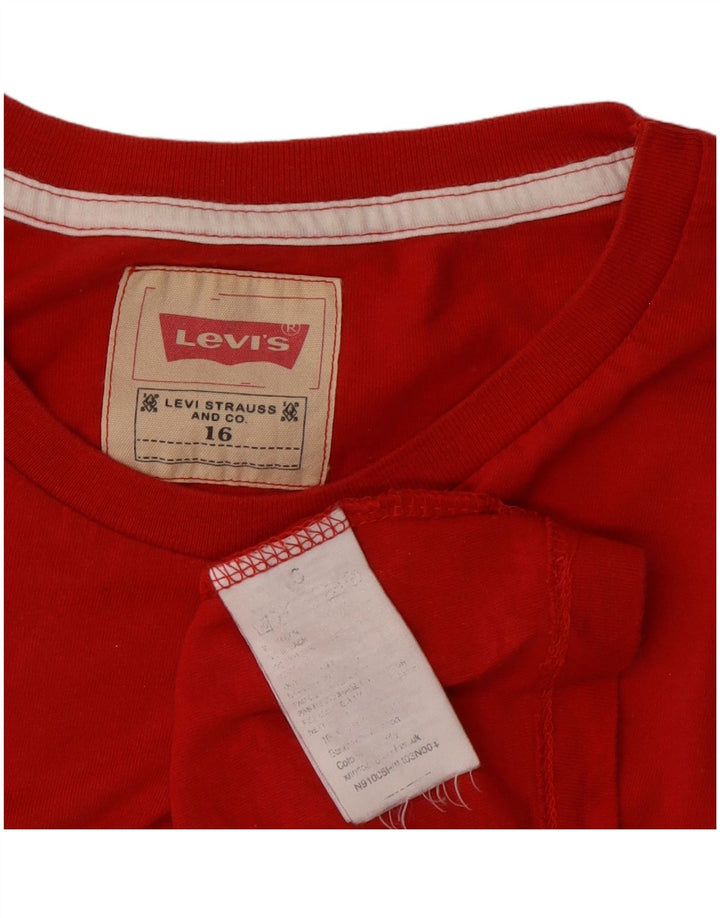 Топ с рисунком Levi's для мальчиков, 15–16 лет, красный хлопок, длинный рукав