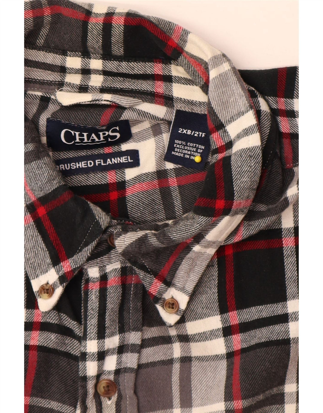 Мужская большая фланелевая рубашка Chaps 2XL, хлопок в черную клетку