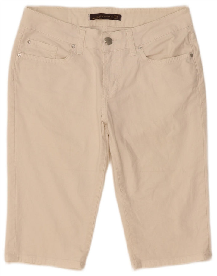 Женские джинсовые шорты Zara EU 38, маленькие W28, бежевый хлопок