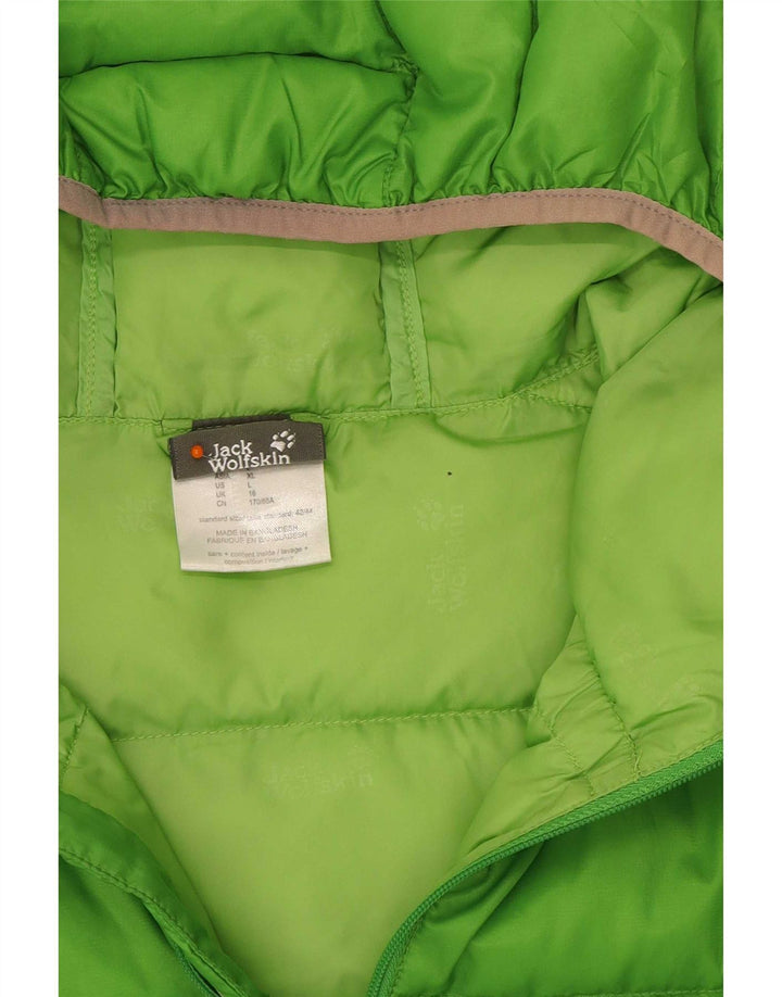 Женская стеганая куртка с капюшоном Jack Wolfskin UK 16, большой зеленый полиэстер