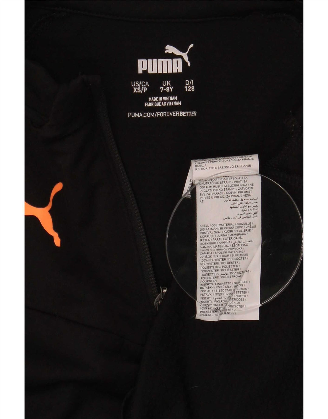 Пуловер с воротником на молнии для мальчиков Puma, спортивный костюм, черный полиэстер, 7–8 лет