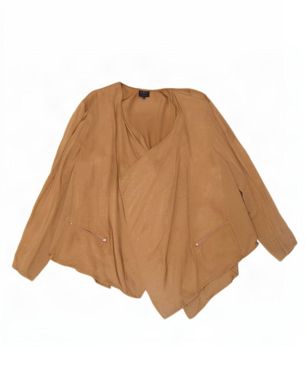 Женский асимметричный кардиган Marks & Spencer UK 24 4XL, бежевый, полиэстер