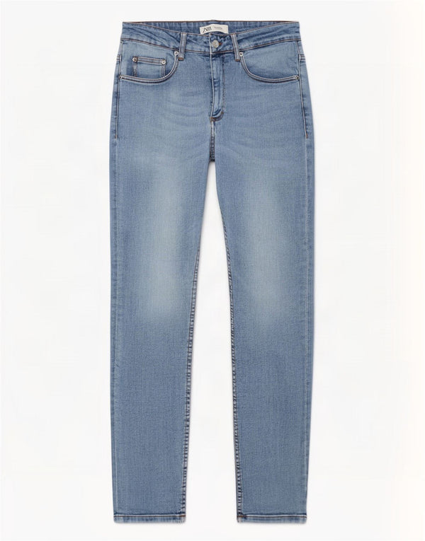 Мужские джинсы скинни с высокой талией Zara EU 40, средние W31 L30, синий хлопок