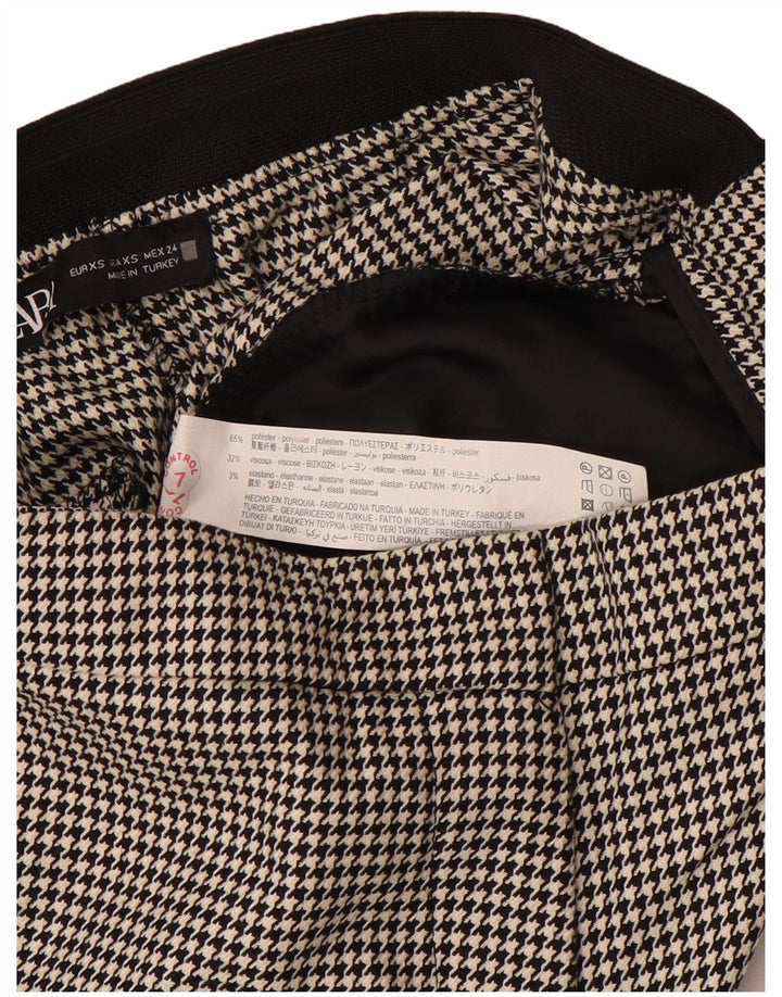 Женские узкие костюмные брюки Zara XS W24 L27, черные, полиэстер с узором «гусиные лапки»