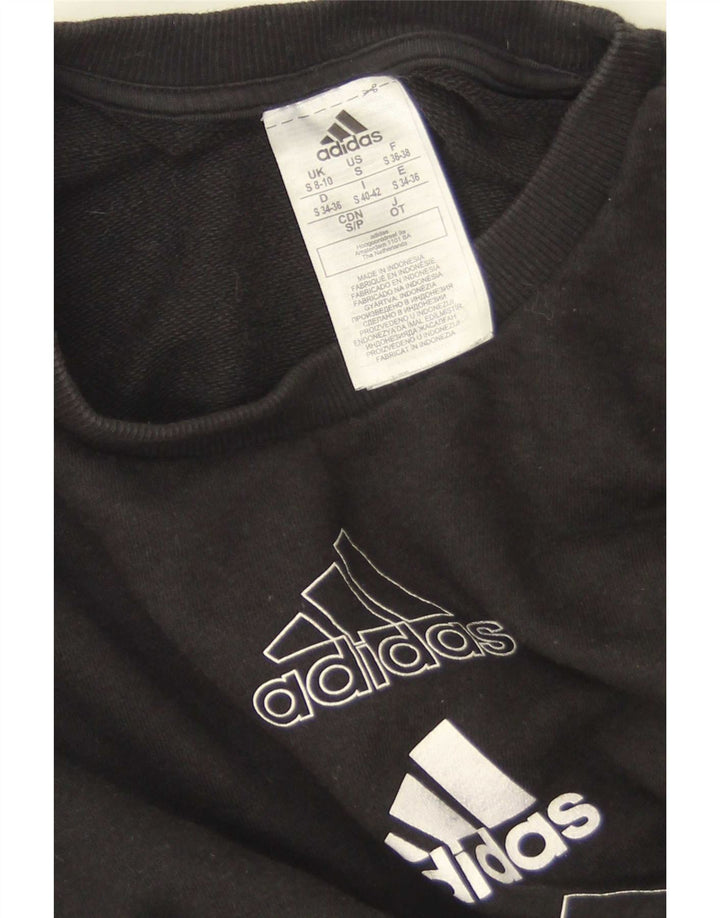 Женский свитер большого размера с рисунком Adidas UK 8/10, маленький черный