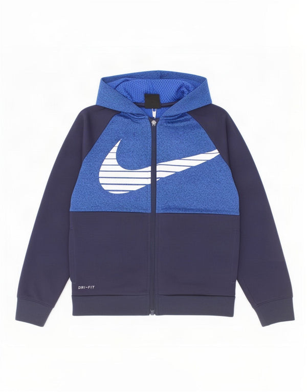 Свитер с капюшоном на молнии Nike Dri Fit для мальчиков 6–7 лет, большой темно-синий в крапинку