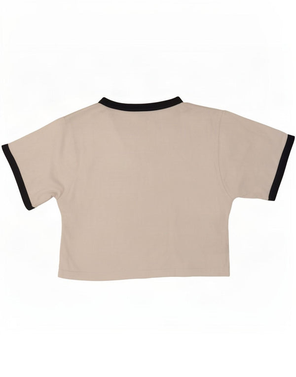 Женская укороченная футболка с графическим рисунком Ellesse UK 6 XS, белая с цветными блоками