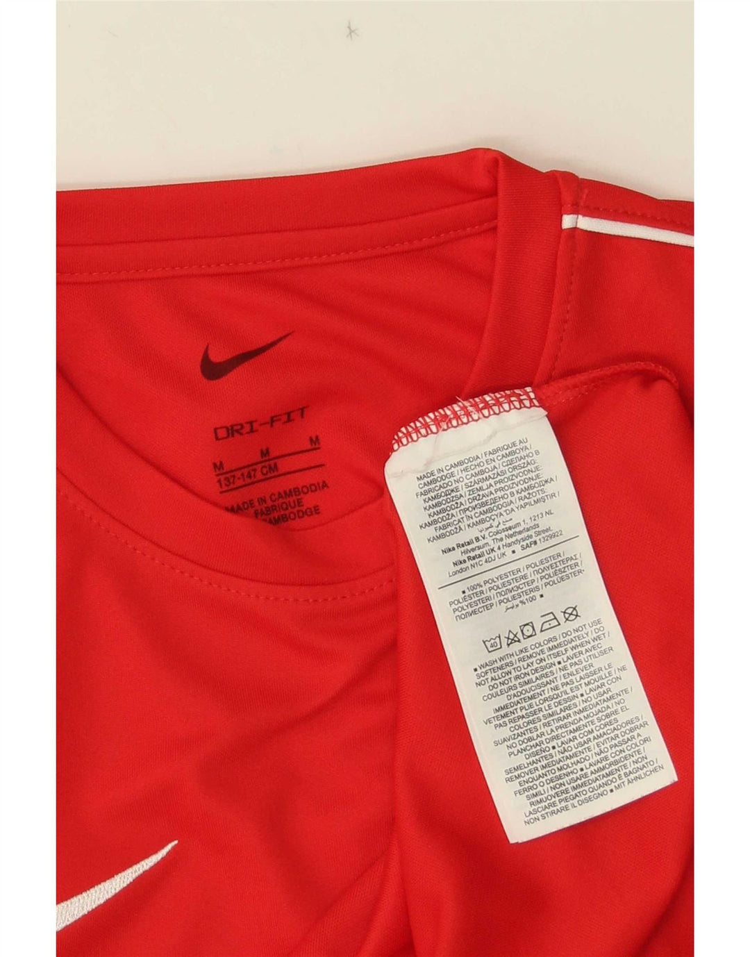 Футболка Nike Dri Fit для мальчиков, топ 10–11 лет, средний красный полиэстер