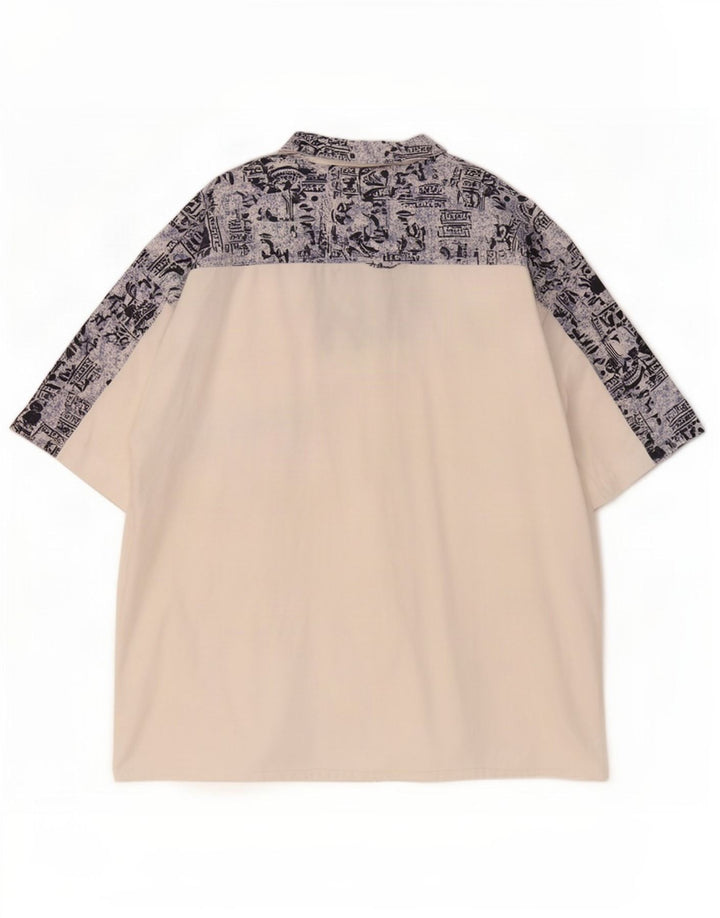 Винтажная мужская пуловерная рубашка с абстрактным узором, размер 43/44 XL, белая