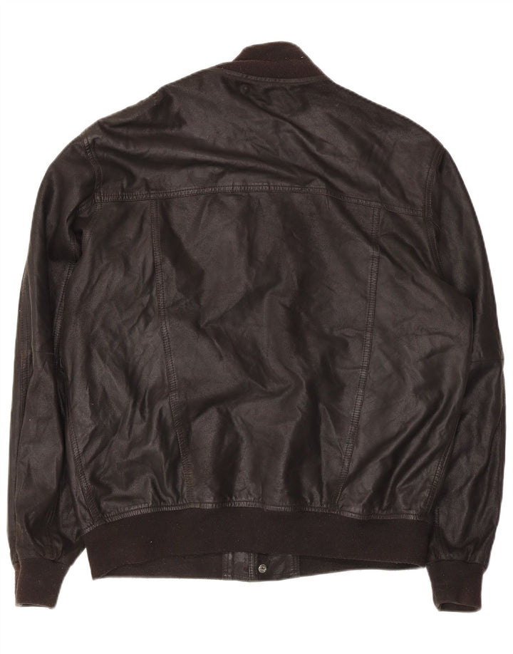 Мужская кожаная куртка-бомбер Luca D'altieri UK 38 средний коричневый кожаный