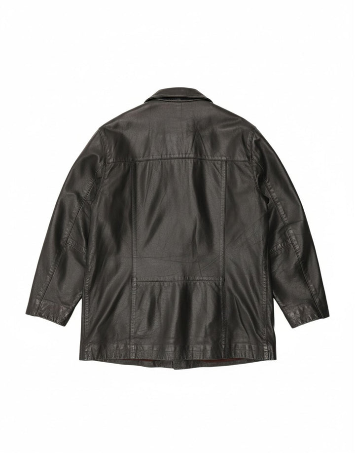 CAPELLE Womens Leather Jacket UK 14 Medium Black Leather