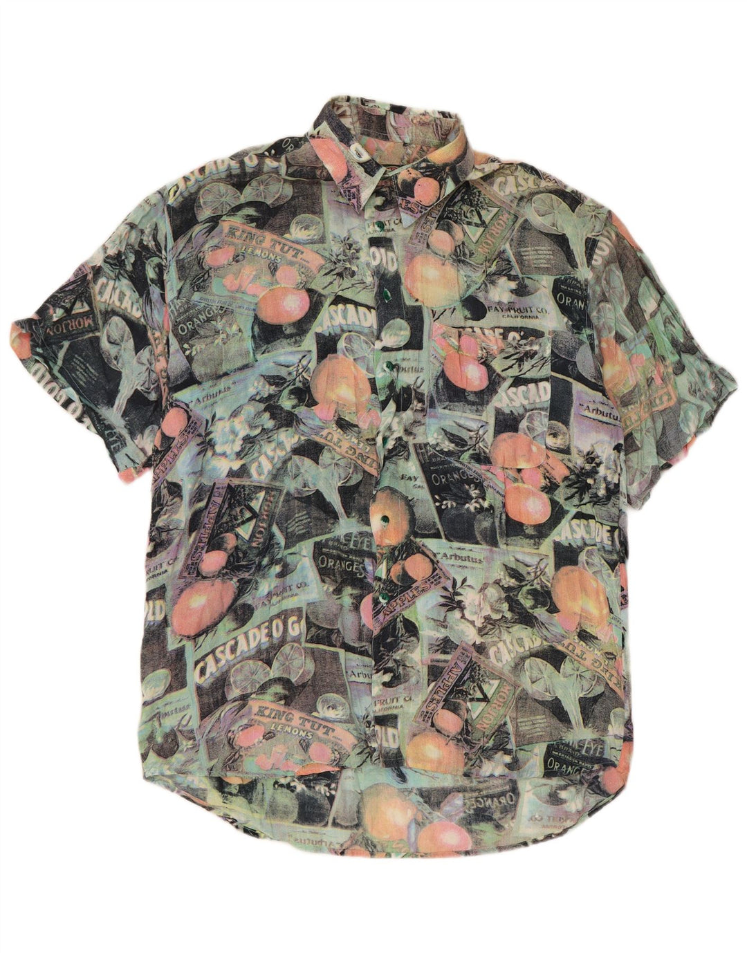 Винтажная мужская рубашка с коротким рукавом с абстрактным узором, большая разноцветная ретро