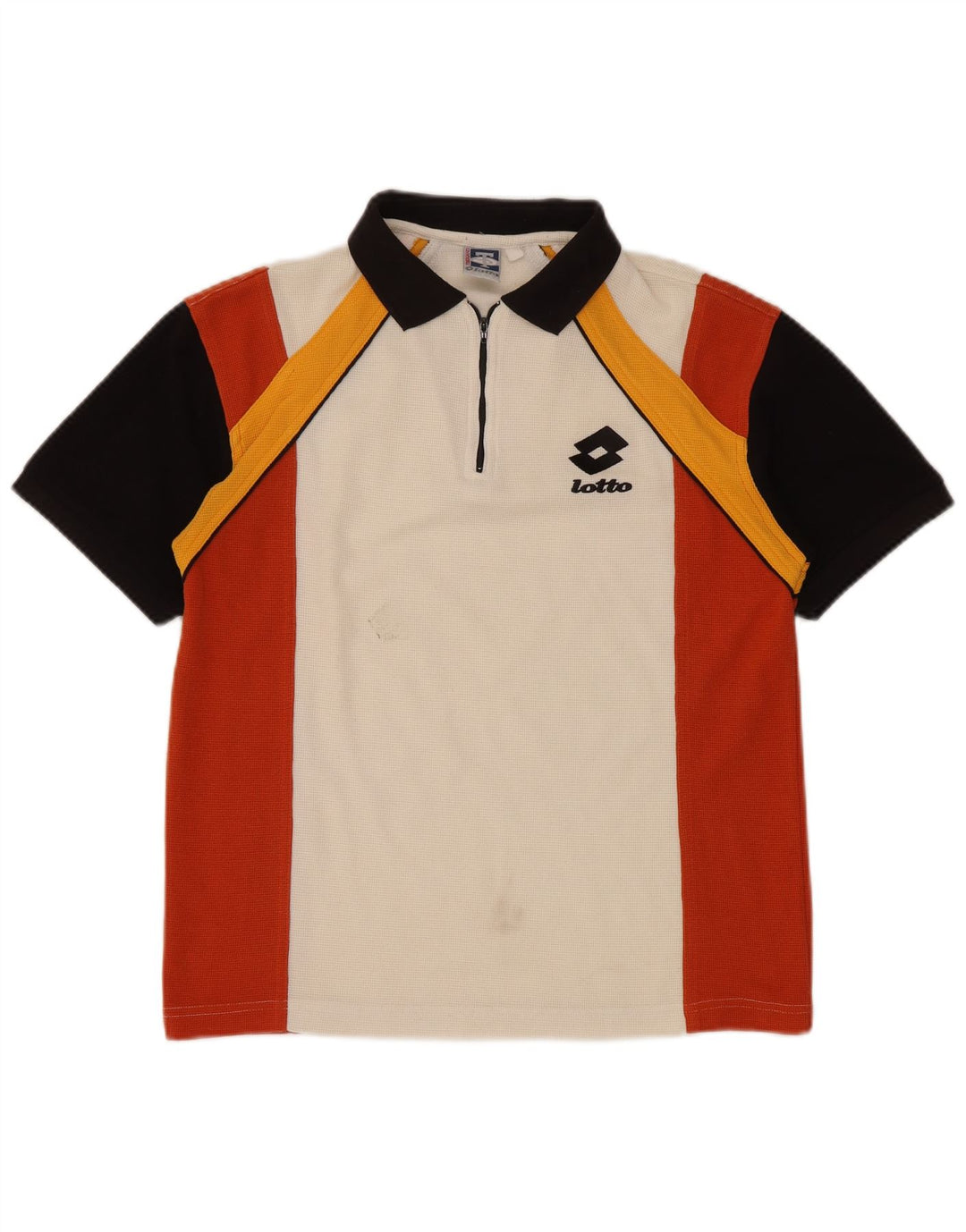 Мужская рубашка-поло LOTTO UK 36/38, маленькая белая, полиэстер с цветными блоками