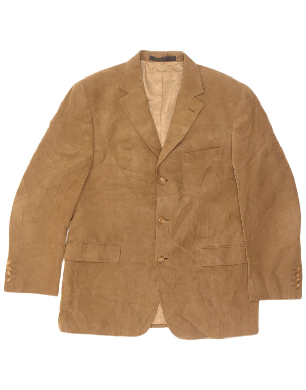 Marks & Spencer Mens 3 Button Corduroy Blazer Jacket UK 40 Medium Beige