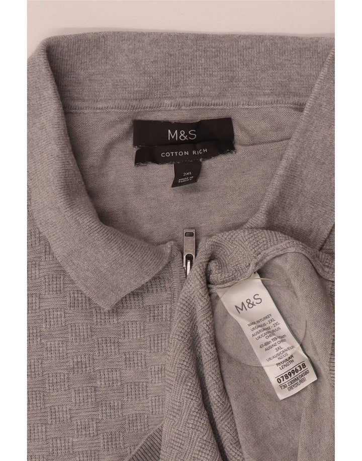 Мужской свитер с воротником-поло Marks & Spencer 2XL, серый хлопок