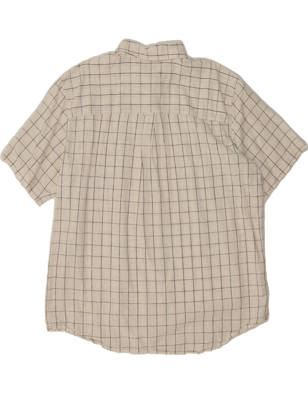 CHAPS Mens Short Sleeve Shirt 2XL White Check Linen Vintage Chaps and Second-Hand Chaps from Messina Hembry 