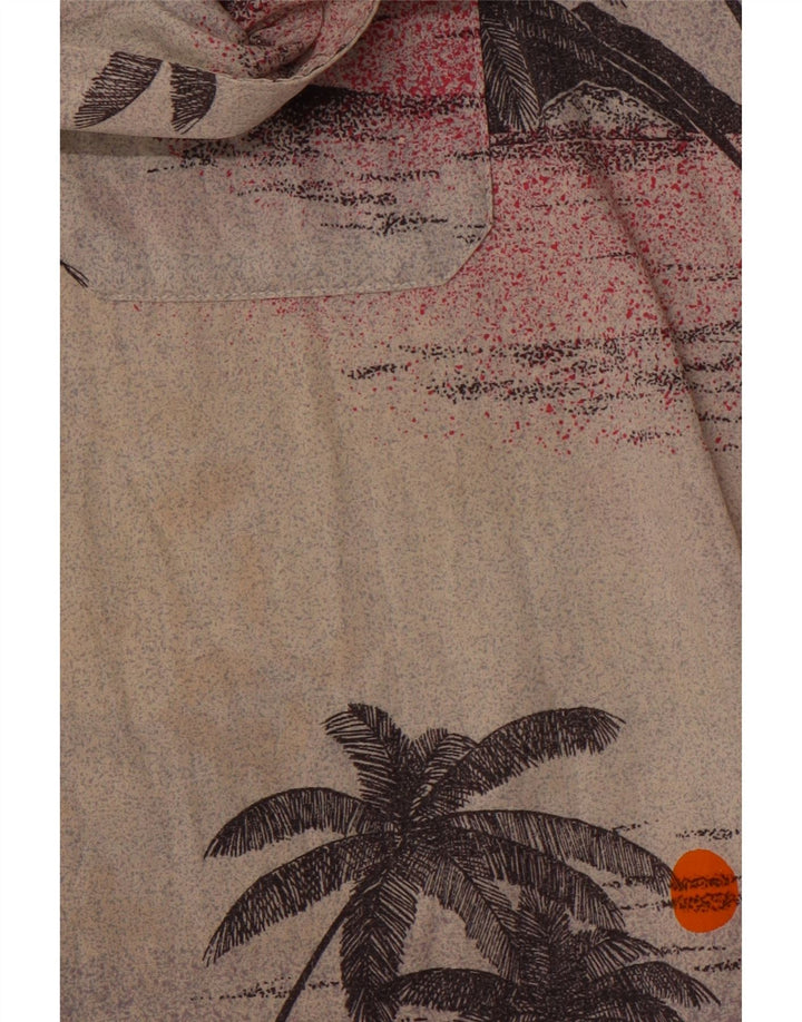 ВИНТАЖНАЯ мужская гавайская рубашка с коротким рукавом, большая бежевая хлопковая рубашка с цветочным принтом